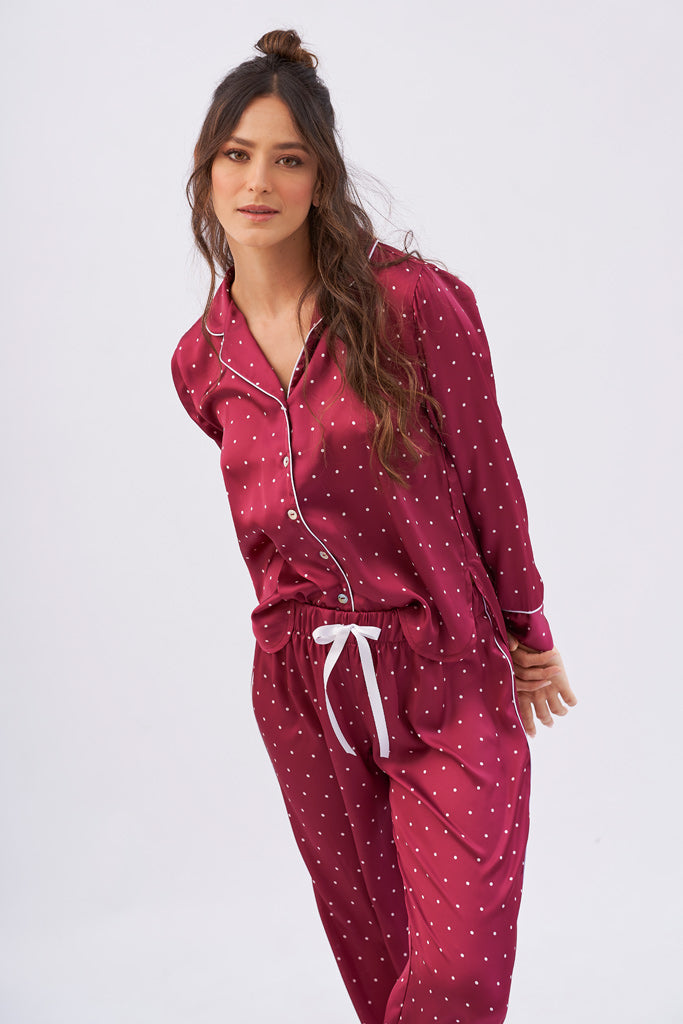 Kawa PJ Set in Red Wine- Christmas Edit