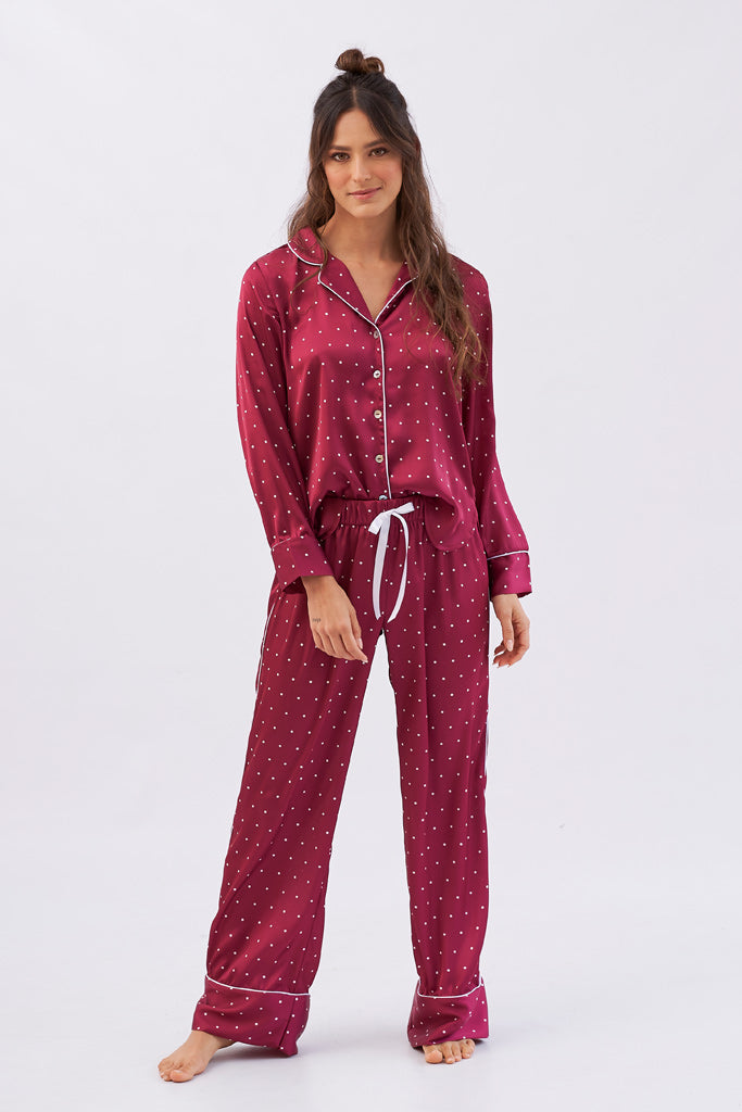 Kawa PJ Set in Red Wine- Christmas Edit